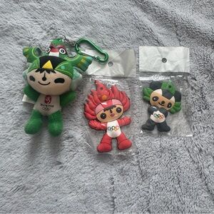Beijing 2008 Olympics Fuwa Mascot Set Plush Beibei + Huanhuan & Jingjing Magnets